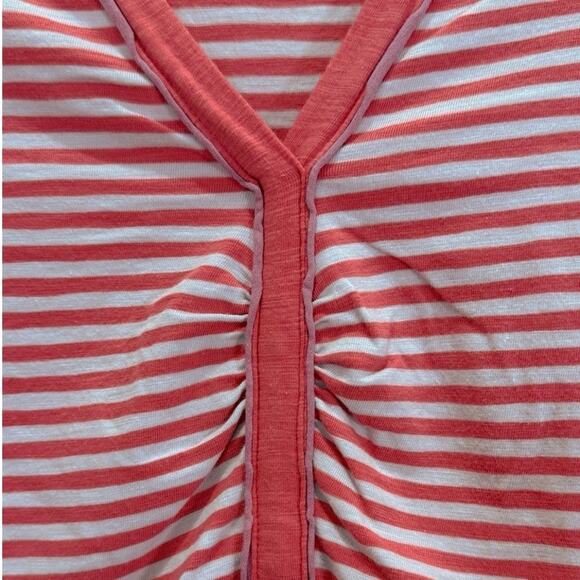 Boden V-Neck Top Size 4 Pink White Striped Cotton - Picture 3 of 12
